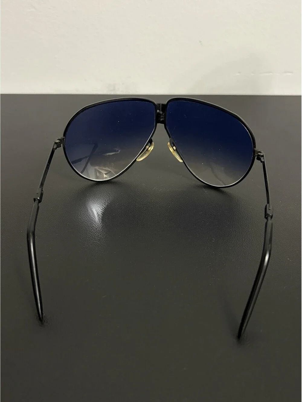 Vintage Folding Aviator Sunglasses Blue Gradient Lenses w/ Carrera Case